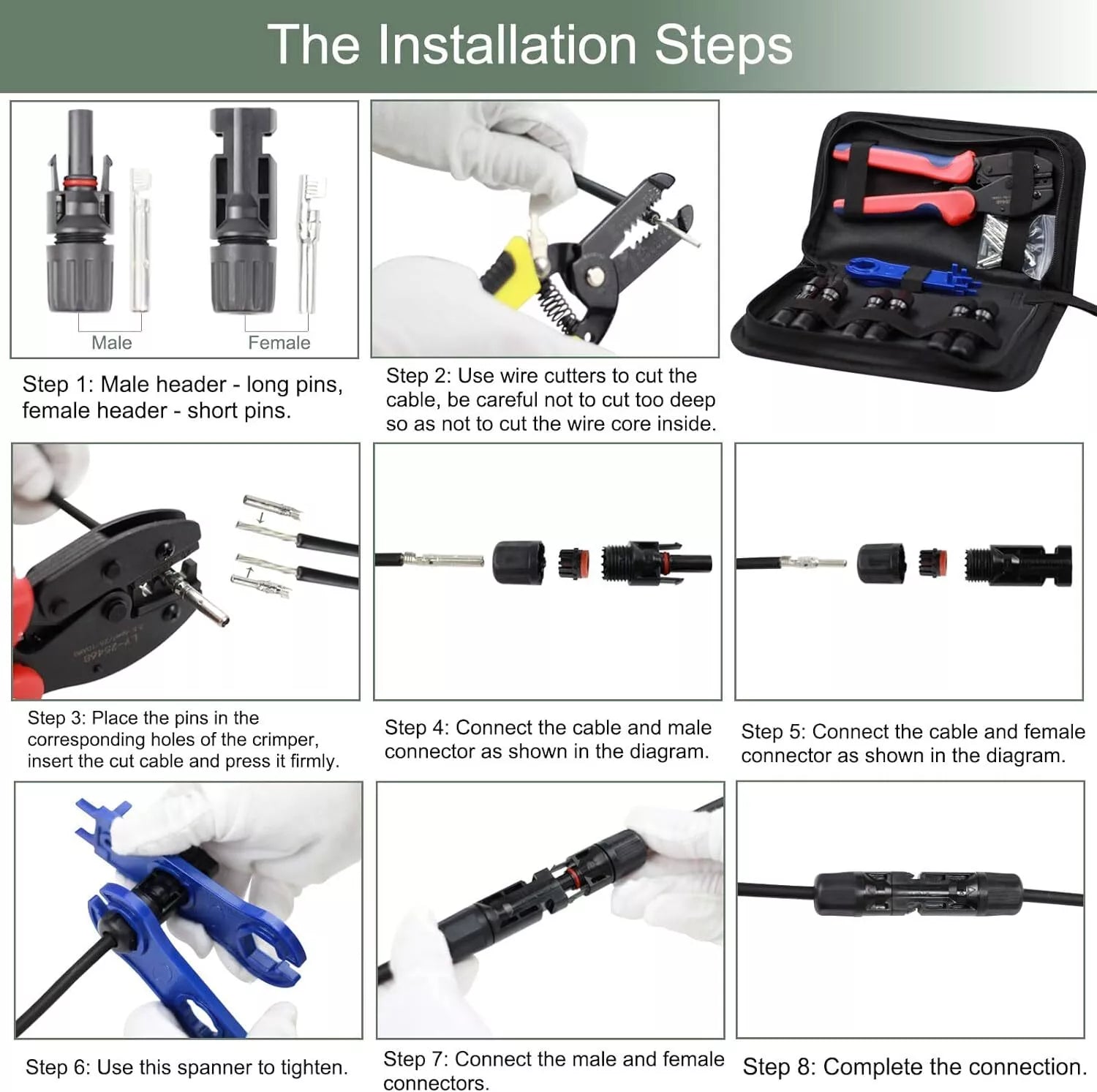 MC4 Solar Cable Crimping tool and MC4 spanner tool set