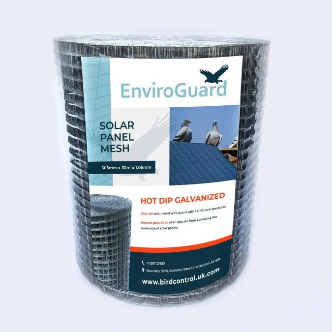 EnviroGuard Solar panel Bird proofing deterrent Galvanized Solar Mesh Kit 30M “Premium Adjustable Clips”