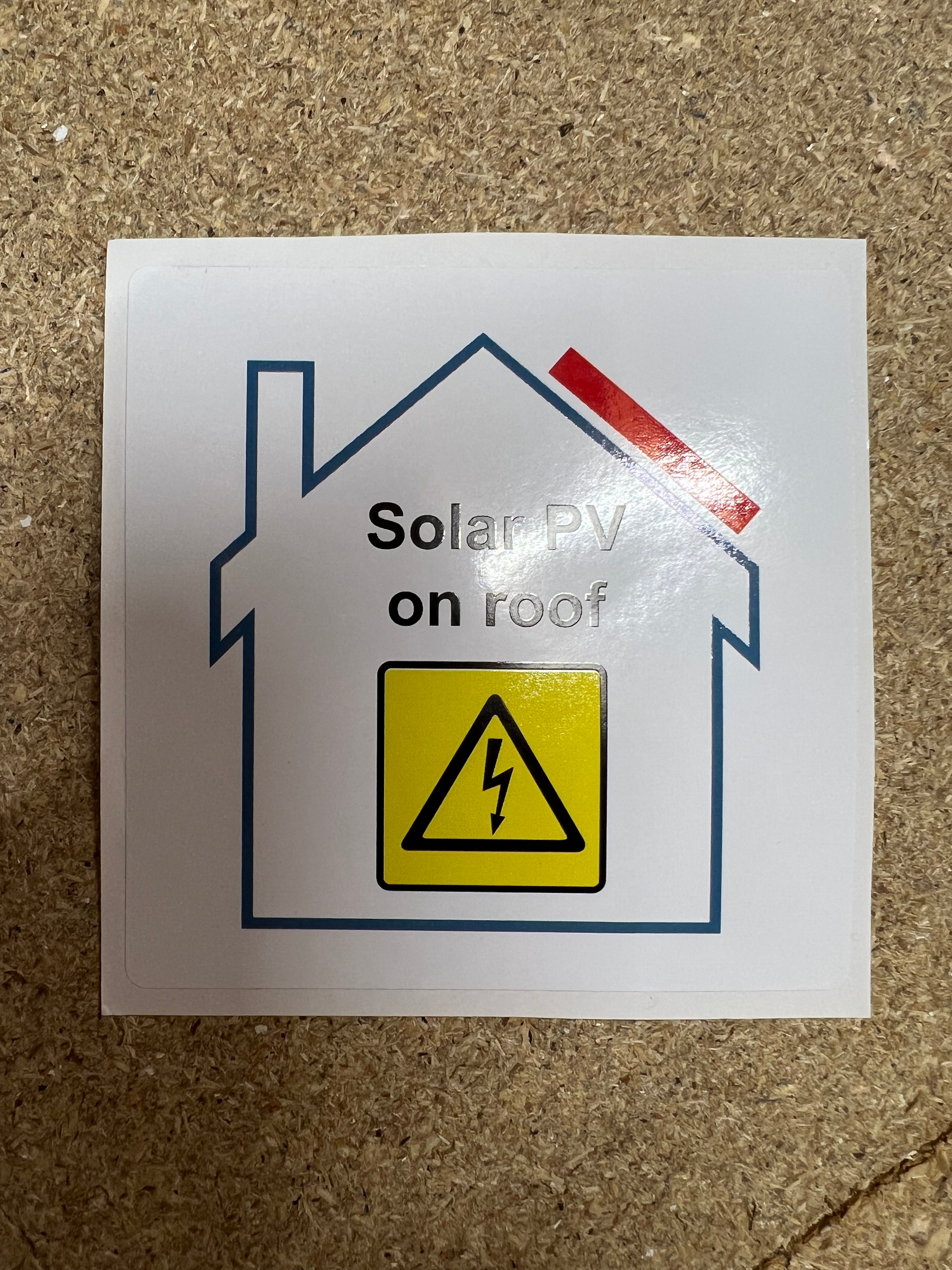 PV on roof Hazard warning Label sheet