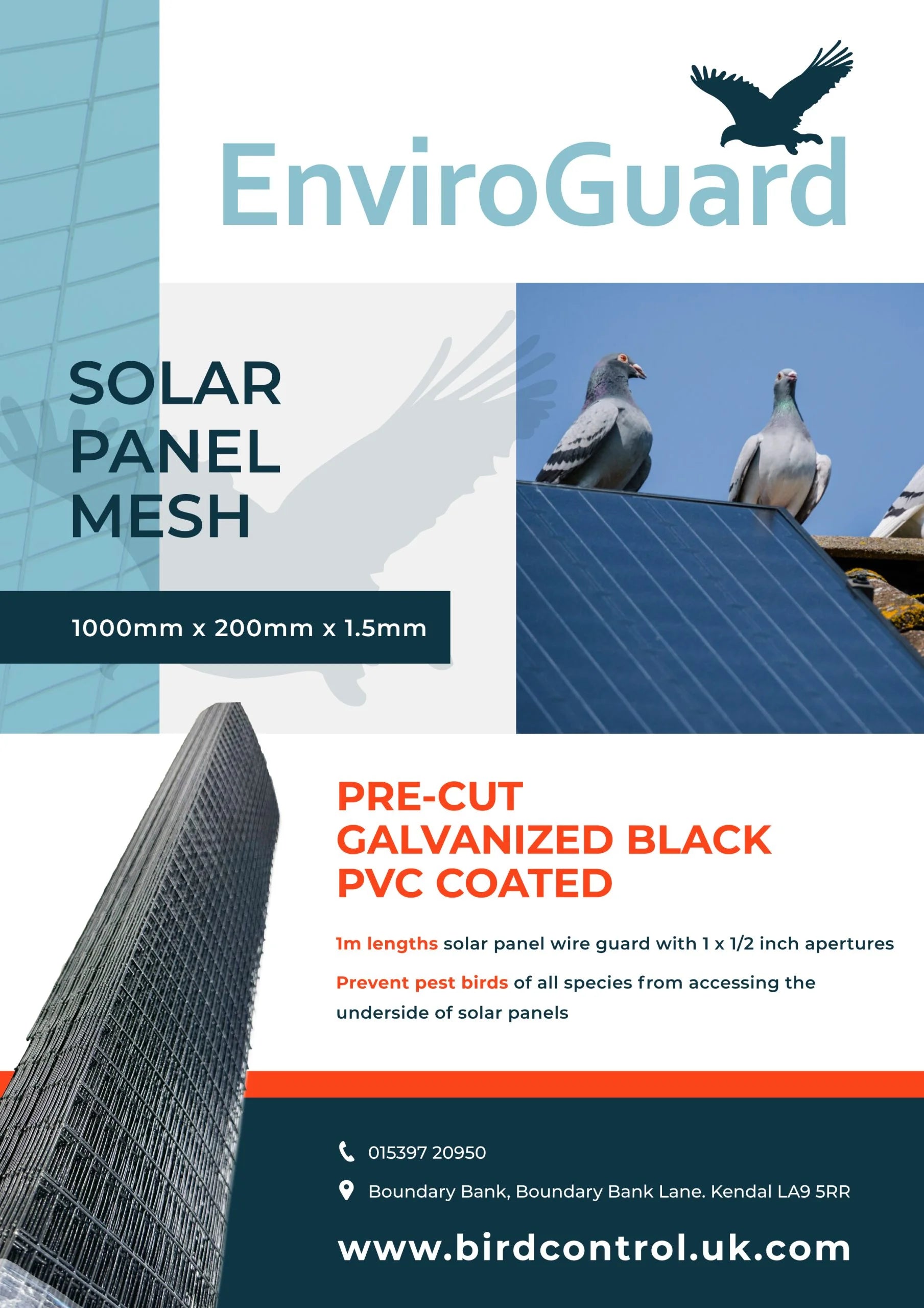 EnviroGuard Pre cut 1m Lengths – PVC Coated Solar Mesh